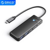 Orico - Hub met USB-C aansluiting - 2x USB 3.0 - 1x USB-C - 1x Power Delivery - Zwart