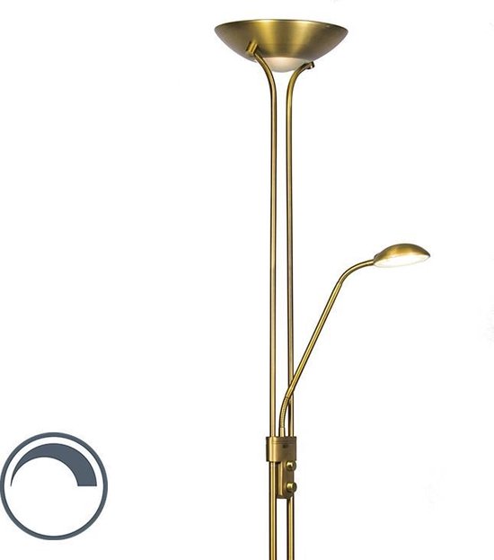 wortel Laan kader QAZQA diva - Moderne LED Dimbare Vloerlamp | Staande Lamp met Dimmer met  leeslamp - 2... | bol.com
