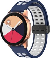 Mobigear - Watch bandje geschikt voor Huawei Watch GT Runner Bandje Flexibel Siliconen Klemsluiting | Mobigear Two Tone - Wit / Donkerblauw