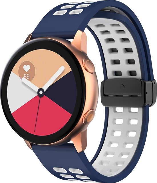 Mobigear Watch bandje geschikt voor Huawei Watch GT Runner Bandje Flexibel Siliconen Klemsluiting | Mobigear Two Tone - Wit / Donkerblauw