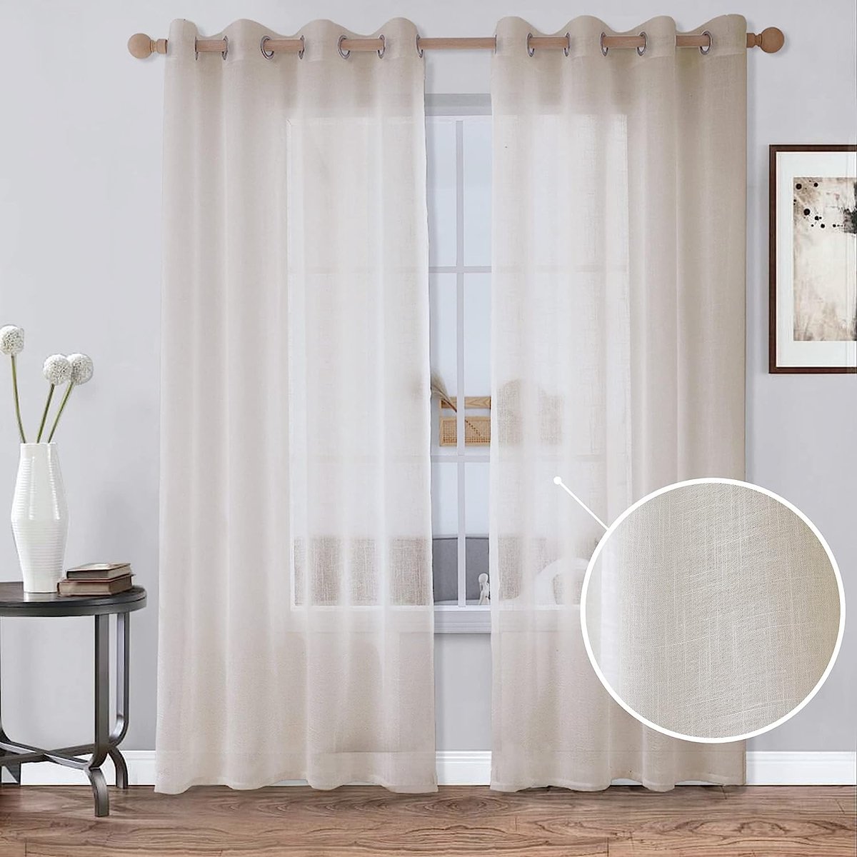 MIULEE Set van 2 voile-gordijnen, tweekleurig, met oogjes, transparante gordijnen, gordijn met ogen, lichtdoorlatend, voor slaapkamer, 140 x 245 cm, oranje