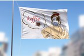 Koffie met Vrouw Vlag 150x225cm