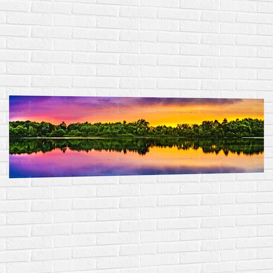 Muursticker - Water - Meer - Bomen - Bossen - Kleuren - 150x50 cm Foto op Muursticker