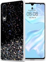 Cadorabo Hoesje geschikt voor Huawei P30 in Zwart met Glitter - Beschermhoes van flexibel TPU silicone met fonkelende glitters Case Cover Etui