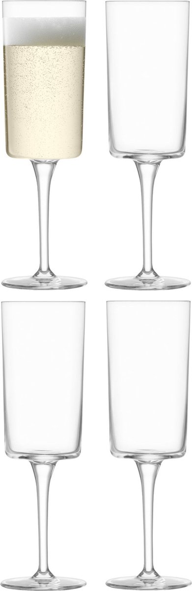 L.S.A. - Gio Champagne Flute 210 ml Set van 4 Stuks - Glas - Transparant