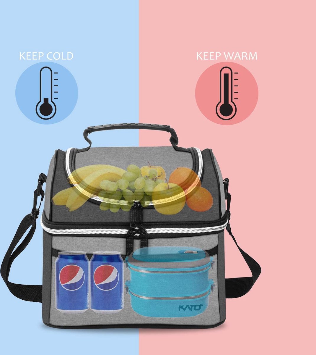 INSMEER Lunchtas, koeltas, geïsoleerde lunchbox voor dames en heren