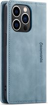 iPhone 14 Pro Max Bookcase hoesje - CaseMe - Effen Aqua - Kunstleer