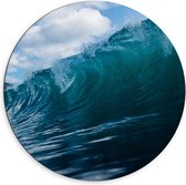 Dibond Muurcirkel - Zee - Water - Golf - Blauw - 60x60 cm Foto op Aluminium Muurcirkel (met ophangsysteem)