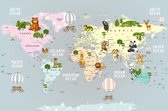 Fotobehang Animals World Map For Kids Wallpaper Design - Vliesbehang - 405 x 270 cm
