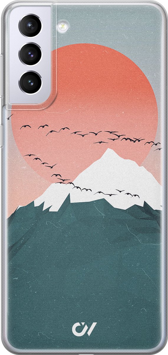 Hoesje geschikt voor Samsung Galaxy S21 Plus hoesje - Mountain Birds - - Blauw - - Casevibes