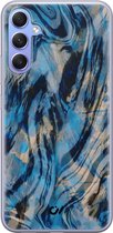 Hoesje geschikt voor Samsung Galaxy A34 - Zebra x Leopard - Zebraprint - Blauw - Soft Case Telefoonhoesje - TPU Back Cover - Casevibes