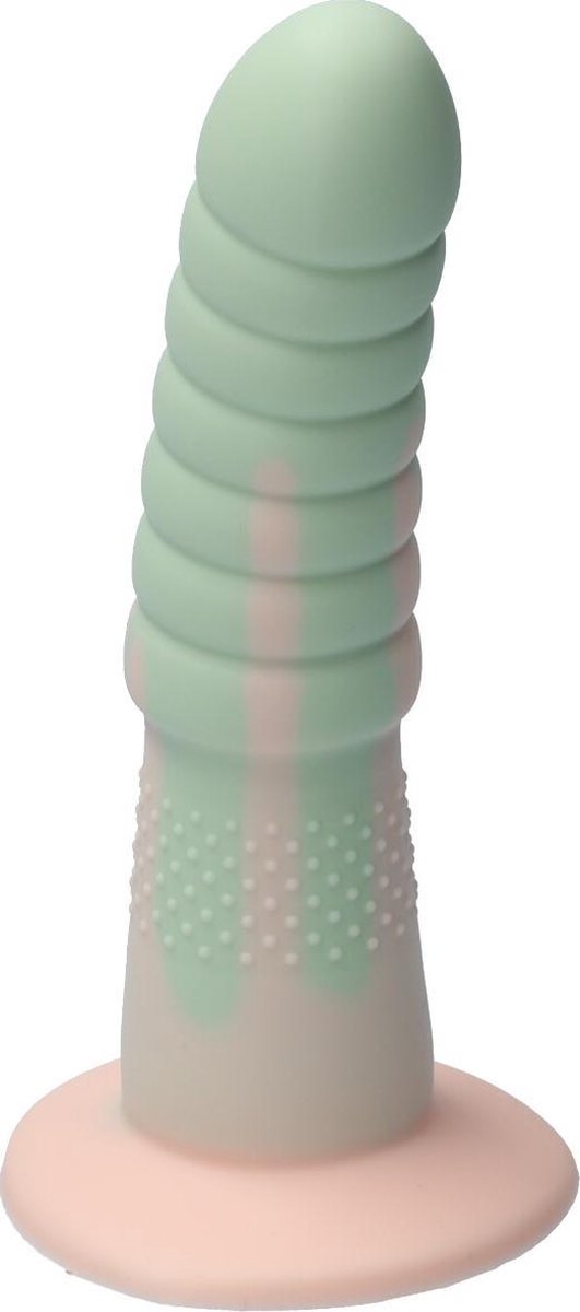 Goedkoopste Ylva & Dite - Aria - Siliconen Anale / Vaginale dildo - Made in Holland - Spetter Pastel Groen / Pastel Oranje