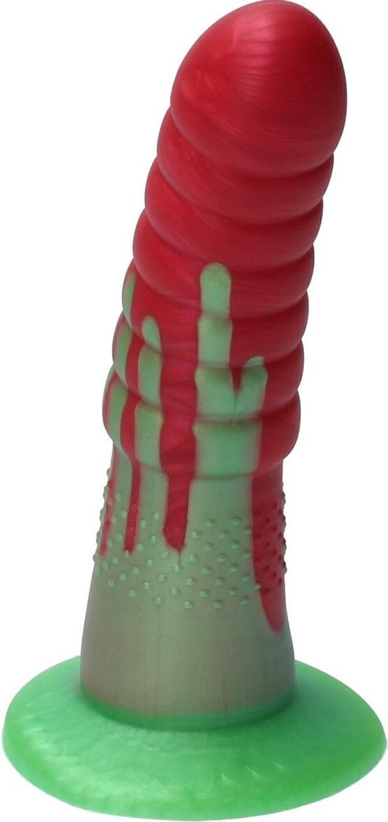 Goedkoopste Ylva & Dite - Aria - Siliconen Anale / Vaginale dildo - Made in Holland - Perzik Rood Metallic / Appel Groen Metallic