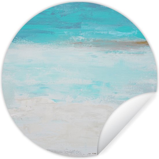 WallCircle - Stickers muraux - Cercle de papier peint - Peinture - Blauw - Wit - Art - 100x100 cm - Cercle mural - Autocollant - Sticker papier peint rond XXL