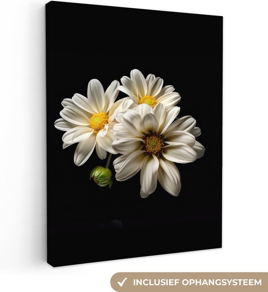 Canvas Schilderij Bloemen - Margriet - Wit - Botanisch - Natuur - 30x40 cm - Wanddecoratie