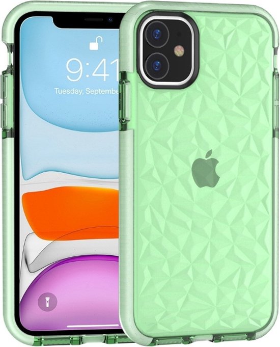 Coque en diamant ShieldCase adaptée pour Apple iPhone 12 / 12 Pro - 6,1 pouces - verte