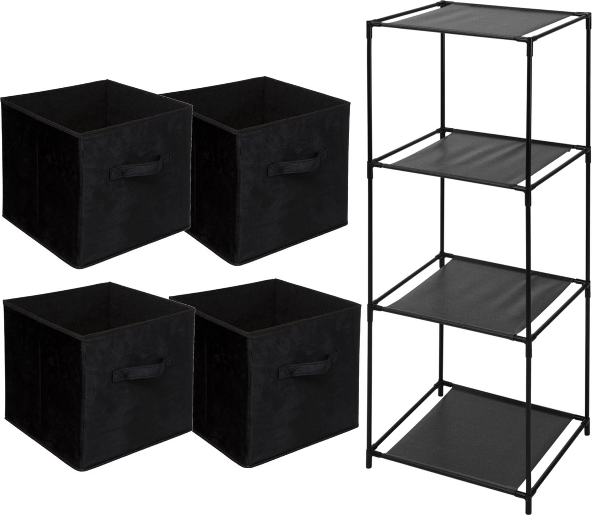 Storage Solutions Opbergrek Smartrack - met 4x mandjes stof - zwart - 34 x 104 cm