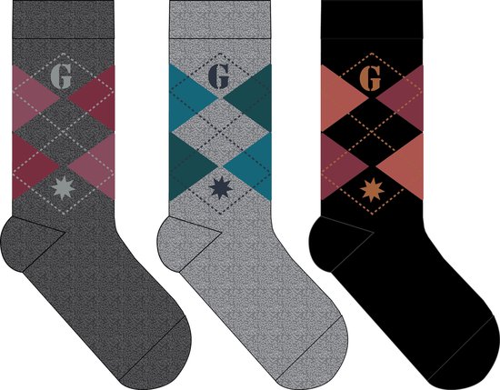 Meisjes sokken - katoen 6 paar - star - maat 35/38 - assortiment zwart/paars/grijs - naadloos