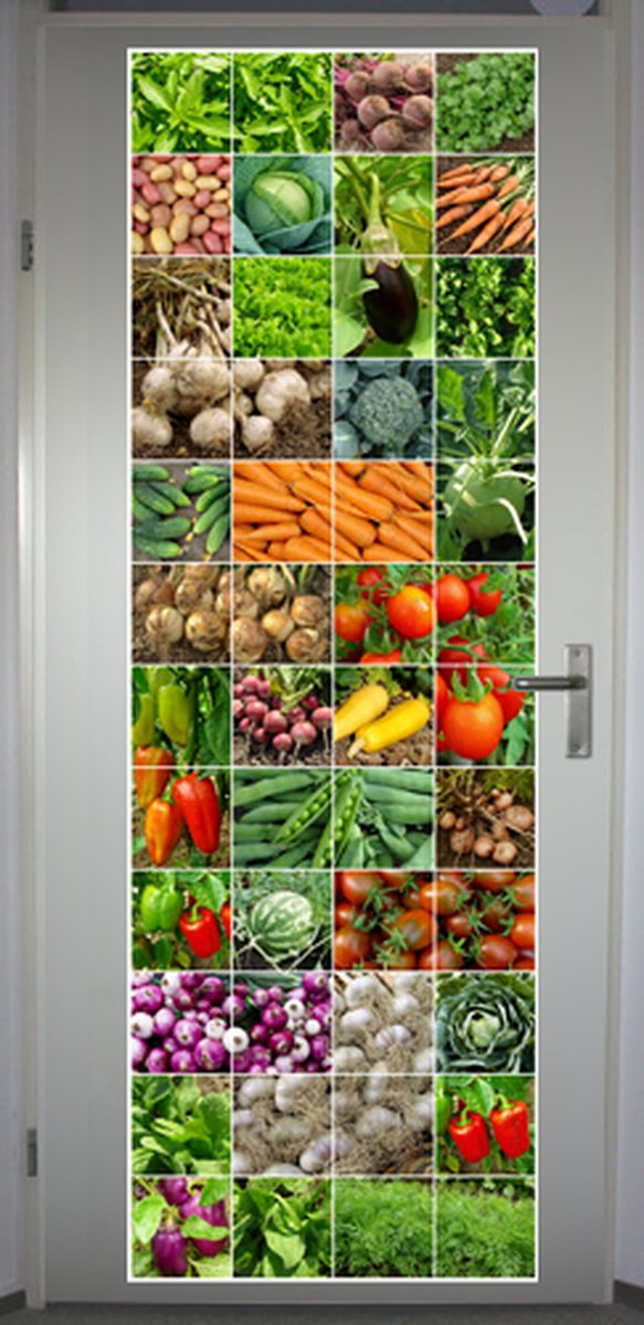 Deurposter 'Groenten 1' wit - deursticker 75x195 cm