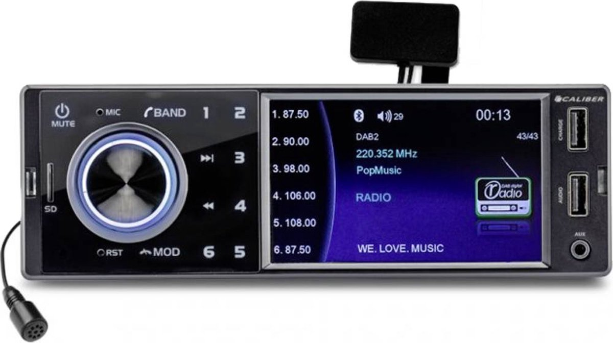 DAB + Radio Auto avec Bluetooth - USB, SD et AUX - 1 DIN - EXTRA USB -  Connexion de la caméra (RMD402DAB -BT) | Caliber