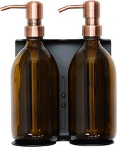 Porte-pompe à savon Acier inoxydable Zwart avec Distributeurs de savon | Double | 500 ml de cuivre