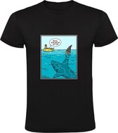 Haai houd zwemmer voor de gek Heren T-shirt - zee - oceaan - zwemmen - dieren - grappig