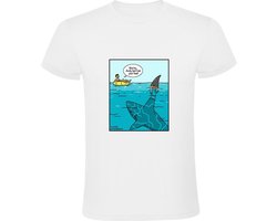 Haai houd zwemmer voor de gek Heren T-shirt - zee - oceaan - zwemmen - dieren - grappig