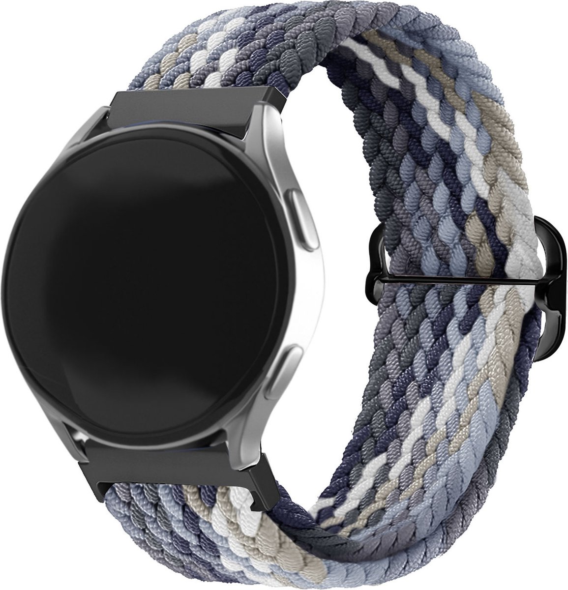 Strap-it Smartwatch bandje 22mm - geweven / gevlochten nylon bandje geschikt voor Samsung Galaxy Watch 1 46mm / Watch 3 45mm / Gear S3 Classic & Frontier - Polar Vantage M / M2 / M3 / V3 / Grit X / Grit X Pro - OnePlus Watch - Mandala black