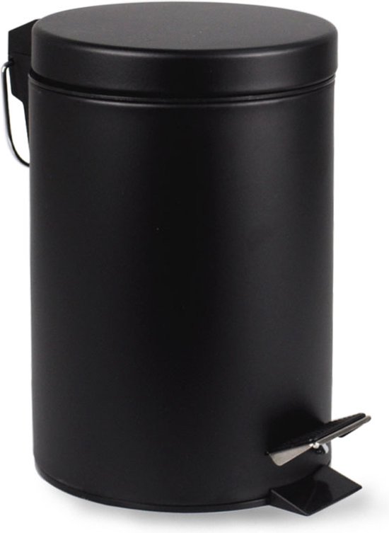 BRASQ Pedaalemmer 3 Liter - Zwart - PB103 - Prullenbak met uitneembare Pedaalemmer - Prullenbak - Vuilnisbak - Vuilbak - Afvalbak - Badkamer of toilet