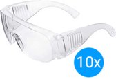 Outlook YC003 - Veiligheidsbril 10 stuks - geschikt voor over bril - lichtgewicht universele pasvorm - CE Gecertificeerd - kristalhelder ontwerp - niet voor medische doeleinden