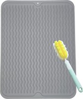 Siliconen afdruipmat, 50 cm x 40 cm, afdruipmat voor vaat met reinigingsborstel, hittebestendig, antislip en geurloos