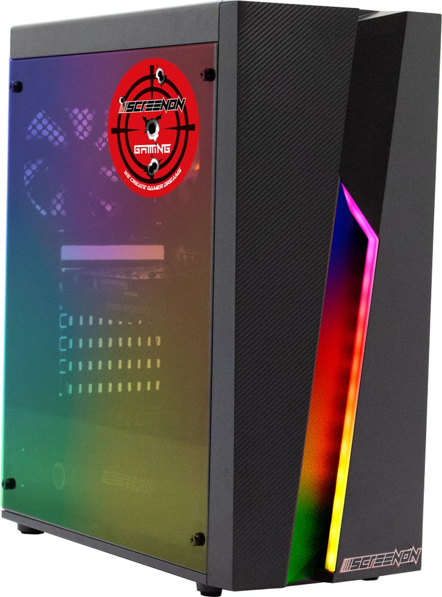 ScreenON - Game Computer / Gaming PC - Ryzen 5 - 500GB M.2 SSD - 16GB RAM - RTX 3050 - Game PC TX88288 - Windows 11