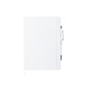 Luxe schriften/notitieboekje wit met elastiek en pen A5 formaat - 100x gelinieerde paginas - opschrijfboekjes