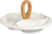 Nootjes/Borrel hapjes/Snacks/Chips serveer schaal/plateau keramiek/bamboe met 27 cm diameter