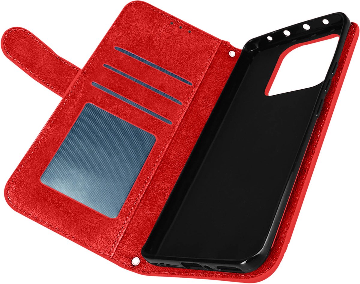 Case geschikt voor Xiaomi 13 Pro Portemonnee Magnetisch Lipje Polsbandje rood