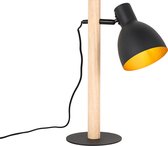 QAZQA flint - Landelijke Tafellamp - 1 lichts - H 40 cm - Zwart - Woonkamer | Slaapkamer | Keuken