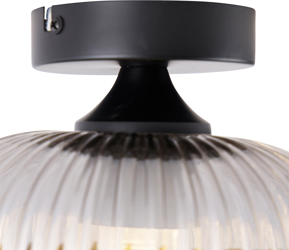 QAZQA karel - Art Deco Dimbare LED Smart Plafondlamp incl. wifi met Dimmer - 1 lichts - Ø 20 cm - Zwart - Woonkamer | Slaapkamer | Keuken thumbnail 4