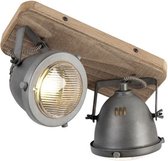 QAZQA emado - Industriele Dimbare LED Smart Plafondspot | Spotje | Opbouwspot incl. wifi met Dimmer - 2 lichts - L 27 cm - Grijs - Industrieel - Woonkamer | Slaapkamer | Keuken