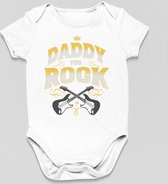 Cadeau Vaderdag - Body Daddy You Rock - Taille 80 - Couleur Wit - 100% Katoen