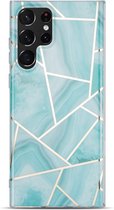 Coverup Marble Design TPU Back Cover - Geschikt voor Samsung Galaxy S23 Ultra Hoesje - Cyan