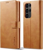 LC.IMEEKE Luxe Book Case - Geschikt voor Samsung Galaxy S23 Ultra Hoesje - Bruin