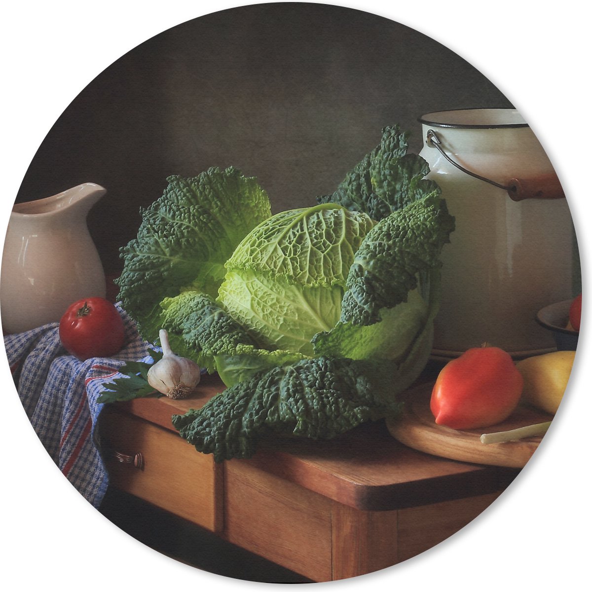 Muismat rond 20x20 cm - Mousepad Stilleven - Kool - Melkkan - Ronde muismatten