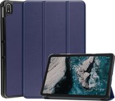 Tri-Fold Book Case met Wake/Sleep - Geschikt voor Nokia T20 Hoesje - Blauw