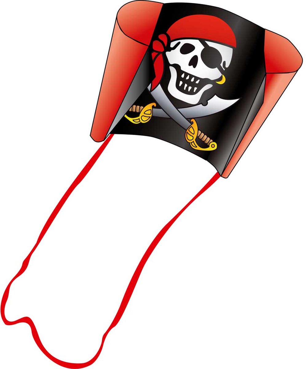 HQ Kindervlieger Sleddy Jolly Roger - 50 x 76 cm - Eenlijns vlieger voor kinderen vanaf 5 jaar