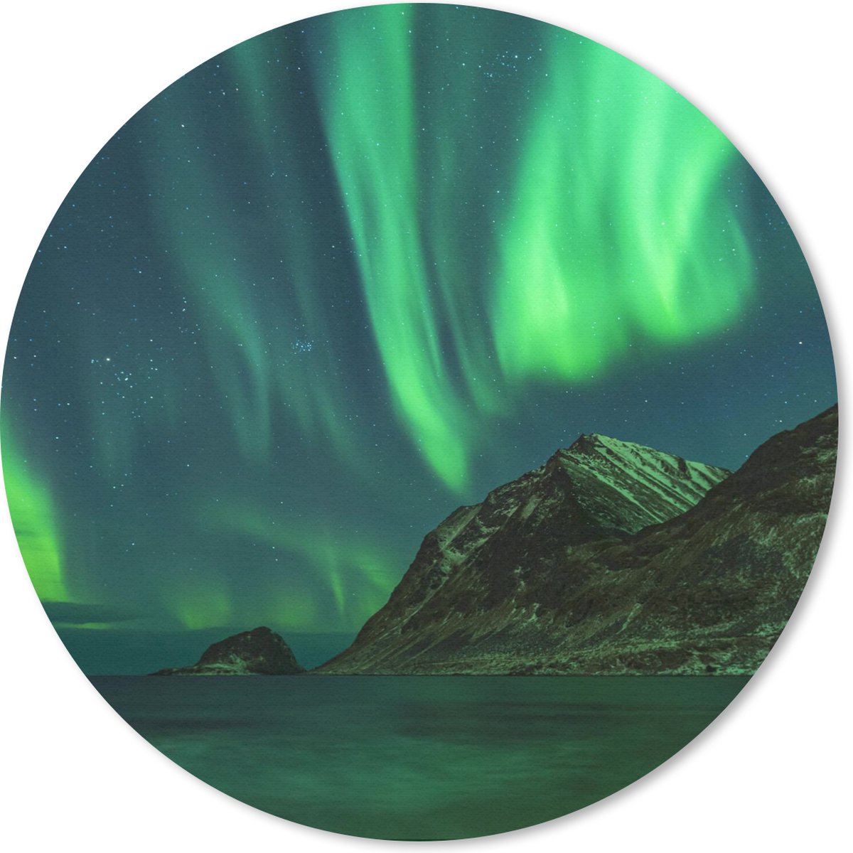 Muismat rond 40x40 cm - Mousepad IJsland - Noorderlicht - Sterrenhemel - Ronde muismatten