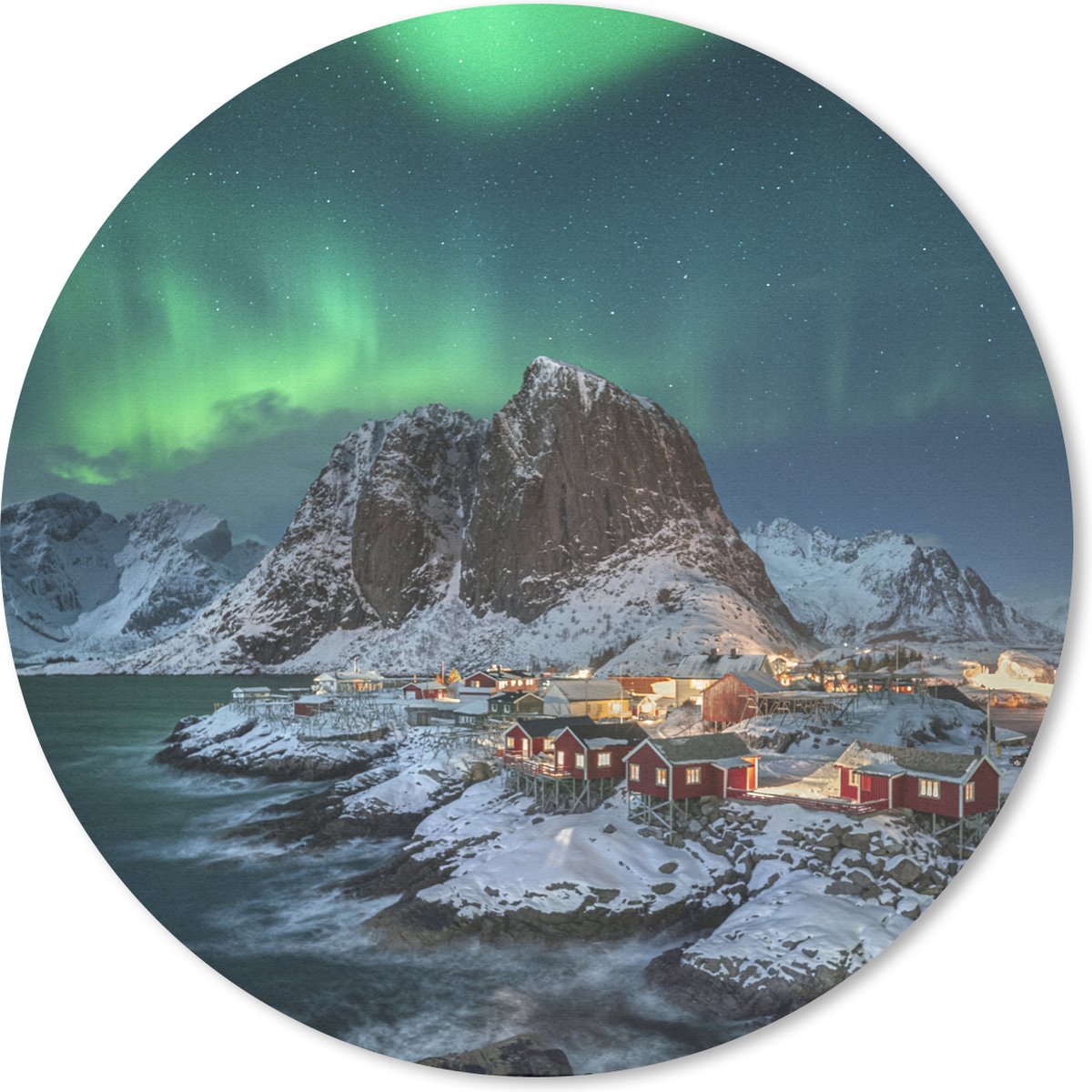 Muismat rond 30x30 cm - Mousepad Aurora - Avond - Bergen - Ronde muismatten