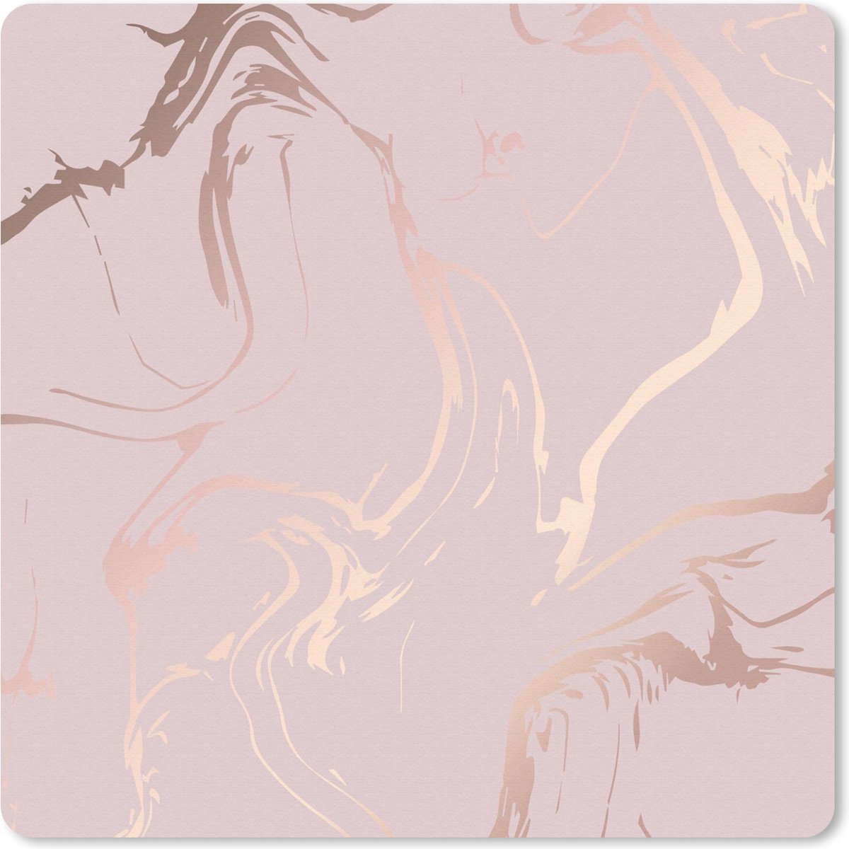Muismat 20x20 cm - Mousepad Marmer - Roségoud - Lijn - Muismatten