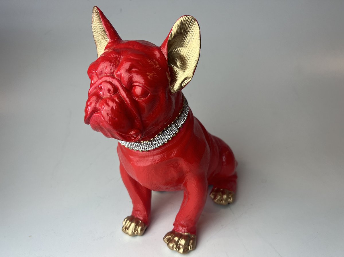 Stoer Bulldog beeld rood