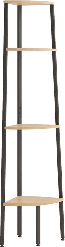 Ladderrek met 4 schappen 64x34x150,5 cm donkerbruin en zwart