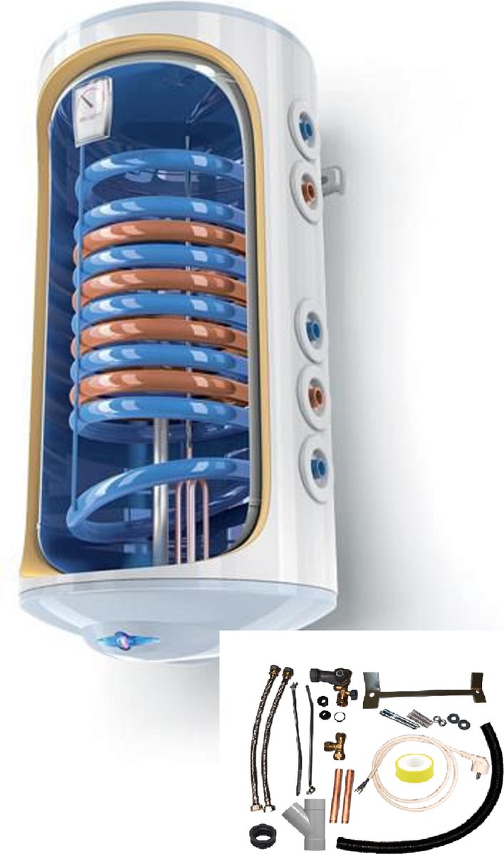 Elektrische boiler met 2 warmtewisselaars inclusief montage set voor verticale boilers...